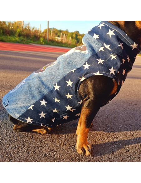 Jeansowa Kamizelka z Naszywkami